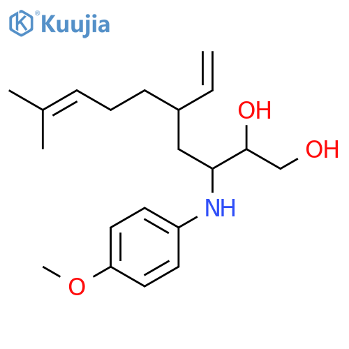 8-Decene-1,2-diol, 5-ethenyl-3-[(4-methoxyphenyl)amino]-9-methyl-, (3R,5S)-rel- structure