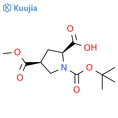 (2S,4S)-1-[(tert-butoxy)carbonyl]-4-(methoxycarbonyl)pyrrolidine-2-carboxylic acid structure