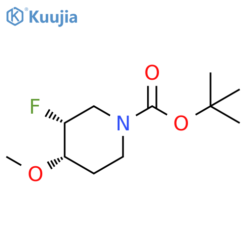 1-Piperidinecarboxylic acid, 3-fluoro-4-methoxy-, 1,1-dimethylethyl ester, (3R,4S)-rel- structure