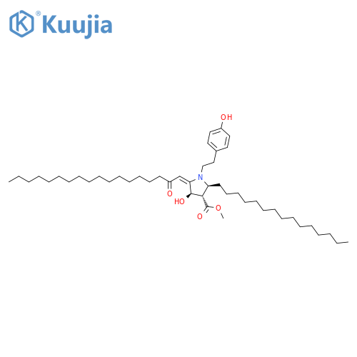 3-Pyrrolidinecarboxylicacid,4-hydroxy-1-[2-(4-hydroxyphenyl)ethyl]-5-(2-oxooctadecylidene)-2-pentadecyl-,methyl ester, (2S,3S,4R,5E)- structure
