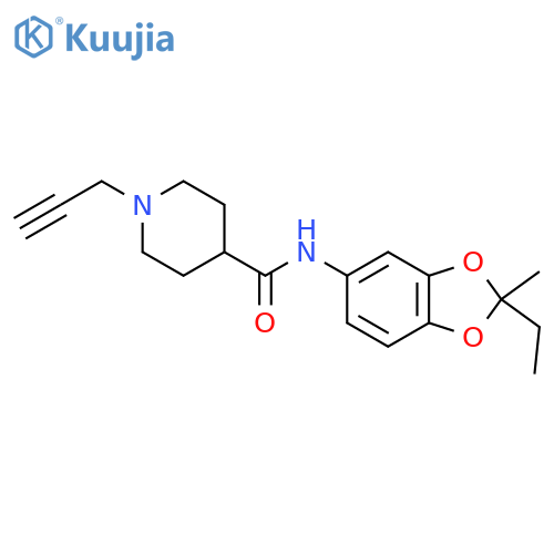 N-(2-Ethyl-2-methyl-1,3-benzodioxol-5-yl)-1-(2-propyn-1-yl)-4-piperidinecarboxamide structure
