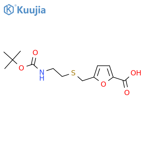 5-{[(2-{[(Tert-butoxy)carbonyl]amino}ethyl)sulfanyl]methyl}furan-2-carboxylic acid structure
