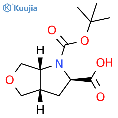 (2R,3aS,6aR)-1-tert-butoxycarbonyl-2,3,3a,4,6,6a-hexahydrofuro[3,4-b]pyrrole-2-carboxylic acid structure