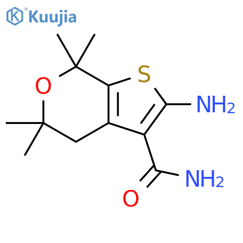 2-amino-5,5,7,7-tetramethyl-4H-thieno[2,3-c]pyran-3-carboxamide structure