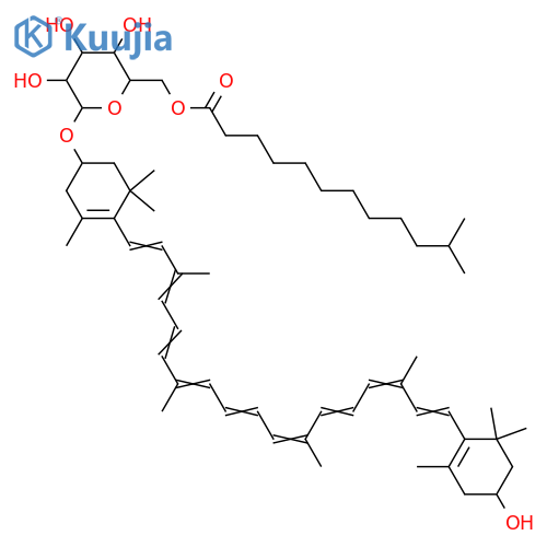 b,b-Caroten-3-ol, 3'-[[6-O-(11-methyl-1-oxododecyl)-b-D-glucopyranosyl]oxy]-,(3R,3'R)- (9CI) structure