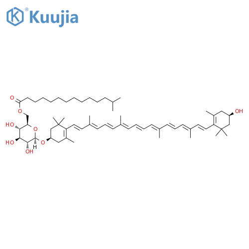b-D-Glucopyranoside,(3R,3'R)-3'-hydroxy-b,b-caroten-3-yl,6-(13-methyl-1-oxotetradecyl) ester structure