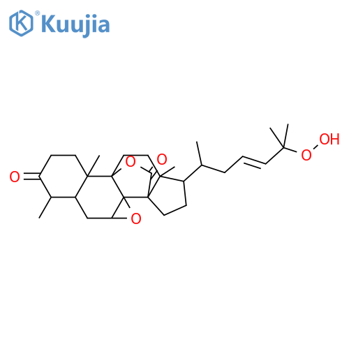 7,8-Epoxy-25-hydroxy-29-nor-3-oxolanost-23-en-30,9-olide; (7β,8β,9α,23E)-form, 25-Hydroperoxide structure