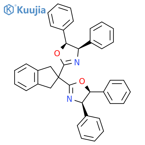 (4R,4'R,5S,5'S)-2,2'-(2,3-Dihydro-1H-indene-2,2-diyl)bis(4,5-diphenyl-4,5-dihydrooxazole) structure