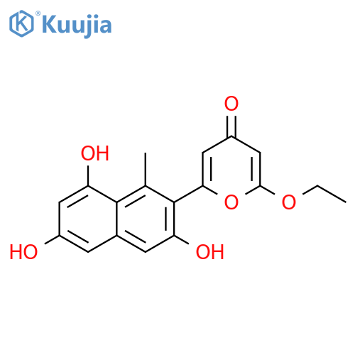 4H-Pyran-4-one,2-ethoxy-6-(3,6,8-trihydroxy-1-methyl-2-naphthalenyl)- structure