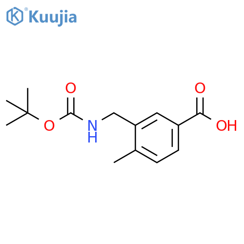 3-({(tert-butoxy)carbonylamino}methyl)-4-methylbenzoic acid structure