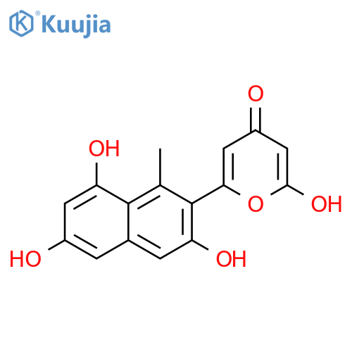 4H-Pyran-4-one,2-hydroxy-6-(3,6,8-trihydroxy-1-methyl-2-naphthalenyl)- structure