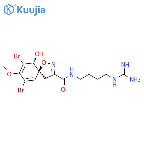 1-Oxa-2-azaspiro[4.5]deca-2,6,8-triene-3-carboxamide,N-[4-[(aminoiminomethyl)amino]butyl]-7,9-dibromo-10-hydroxy-8-methoxy-,(5S,10R)- structure