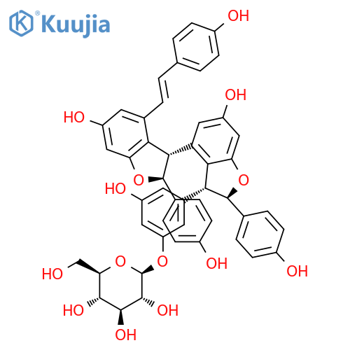β-D-Glucopyranoside, 3-hydroxy-5-[(2S,2'R,3S,3'R)-2,2',3,3'-tetrahydro-6,6'-dihydroxy-2,2'-bis(4-hydroxyphenyl)-4-[(1Z)-2-(4-hydroxyphenyl)ethenyl][3,4'-bibenzofuran]-3'-yl]phenyl (9CI) structure