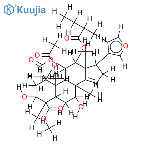 12-(2-Methylbutanoyl),1,11-di-Ac,Me ester-1,3,7,11,12-Pentahydroxy-14-meliacen-28-oic acid structure