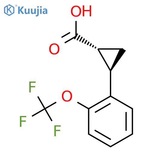 rac-(1R,2R)-2-2-(trifluoromethoxy)phenylcyclopropane-1-carboxylic acid structure