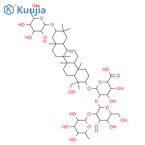 β-D-Glucopyranosiduronic acid, (3β,4β,21β)-21-(β-D-glucopyranosyloxy)-23-hydroxyolean-12-en-3-yl O-6-deoxy-α-L-mannopyranosyl-(1→2)-O-β-D-galactopyranosyl-(1→2)- (9CI) structure