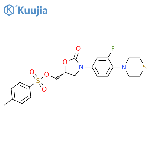 (R)-(3-(3-fluoro-4-thiomorpholinophenyl)-2-oxooxazolidin-5-yl)methyl 4-methylbenzenesulfonate structure