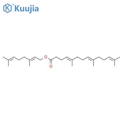 4,8,12-Tetradecatrienoicacid, 5,9,13-trimethyl-, 3,7-dimethyl-2,6-octadien-1-yl ester structure