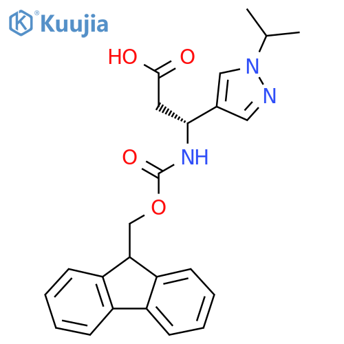 (3R)-3-({(9H-fluoren-9-yl)methoxycarbonyl}amino)-3-1-(propan-2-yl)-1H-pyrazol-4-ylpropanoic acid structure