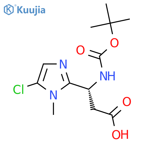 (3R)-3-{(tert-butoxy)carbonylamino}-3-(5-chloro-1-methyl-1H-imidazol-2-yl)propanoic acid structure