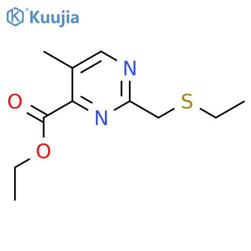 Ethyl 2-[(ethylsulfanyl)methyl]-5-methylpyrimidine-4-carboxylate structure