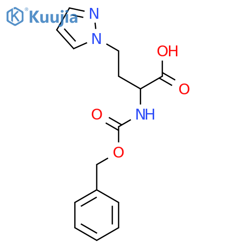 2-{(benzyloxy)carbonylamino}-4-(1H-pyrazol-1-yl)butanoic acid structure