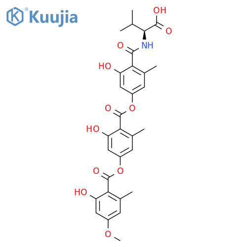 (2S)-2-[[2-Hydroxy-4-[2-hydroxy-4-(2-hydroxy-4-methoxy-6-methylbenzoyl)oxy-6-methylbenzoyl]oxy-6-methylbenzoyl]amino]-3-methylbutanoic acid structure