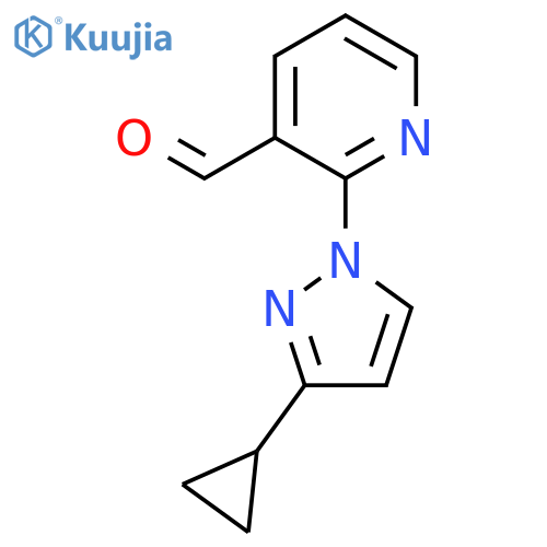 2-(3-cyclopropyl-1H-pyrazol-1-yl)pyridine-3-carbaldehyde structure
