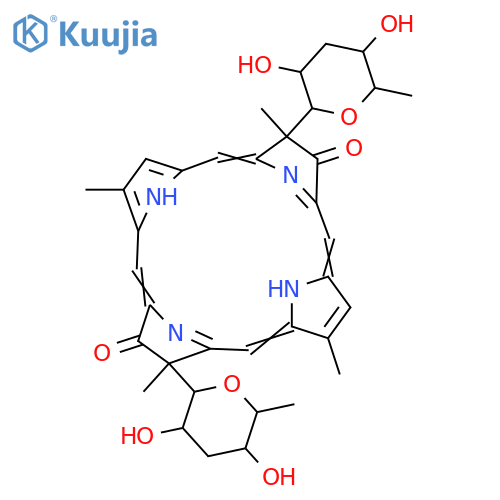 21H,23H-Porphine-7,17-dione, 8,18-bis(3,6-dideoxy-β-xylo-hexopyranosyl)-8,18-dihydro-2,8,13,18-tetramethyl- (9CI) structure