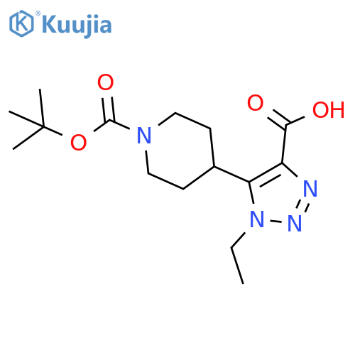 5-{1-(tert-butoxy)carbonylpiperidin-4-yl}-1-ethyl-1H-1,2,3-triazole-4-carboxylic acid structure