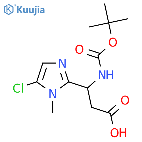 3-{(tert-butoxy)carbonylamino}-3-(5-chloro-1-methyl-1H-imidazol-2-yl)propanoic acid structure