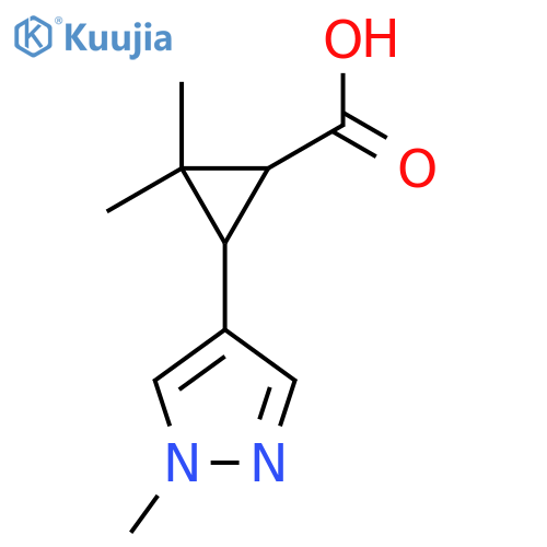 2,2-dimethyl-3-(1-methyl-1H-pyrazol-4-yl)cyclopropane-1-carboxylic acid structure