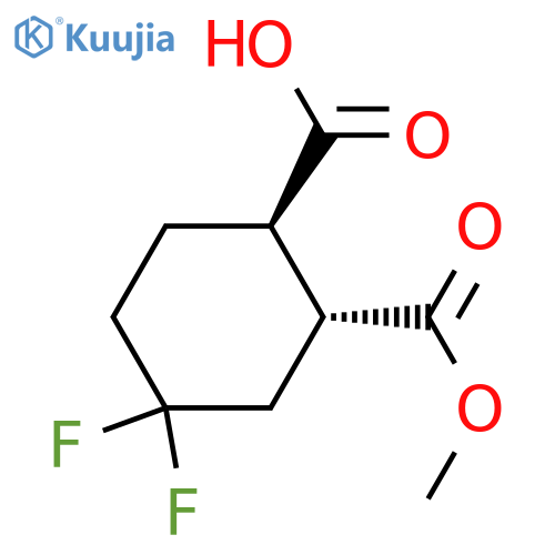 (1R,2R)-4,4-difluoro-2-(methoxycarbonyl)cyclohexane-1-carboxylic acid structure