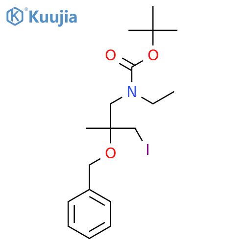 tert-butyl N-2-(benzyloxy)-3-iodo-2-methylpropyl-N-ethylcarbamate structure