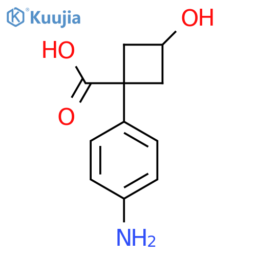 1-(4-Aminophenyl)-3-hydroxycyclobutane-1-carboxylic acid structure