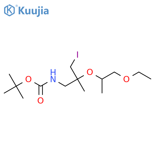 tert-butyl N-{2-(1-ethoxypropan-2-yl)oxy-3-iodo-2-methylpropyl}carbamate structure