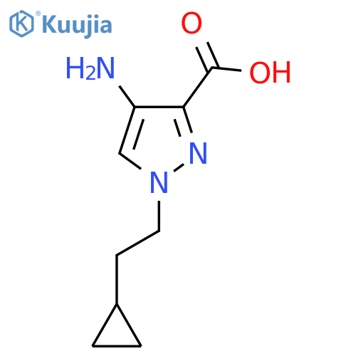 4-amino-1-(2-cyclopropylethyl)-1H-pyrazole-3-carboxylic acid structure