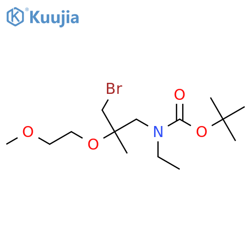 tert-butyl N-3-bromo-2-(2-methoxyethoxy)-2-methylpropyl-N-ethylcarbamate structure