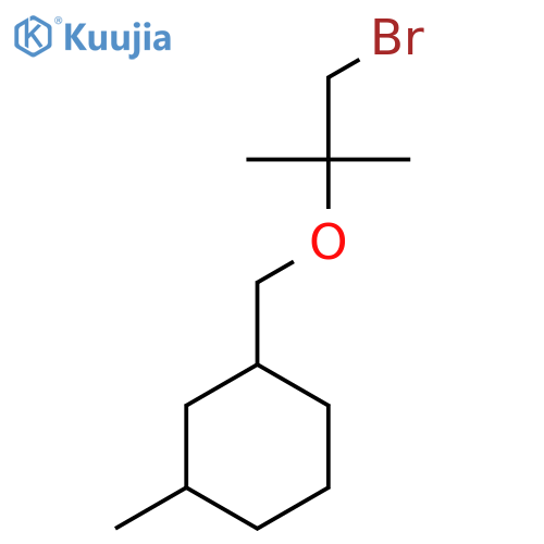 1-{(1-bromo-2-methylpropan-2-yl)oxymethyl}-3-methylcyclohexane structure