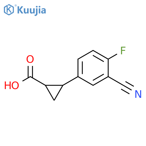 2-(3-cyano-4-fluorophenyl)cyclopropane-1-carboxylic acid structure