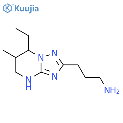 3-{7-ethyl-6-methyl-4H,5H,6H,7H-1,2,4triazolo1,5-apyrimidin-2-yl}propan-1-amine structure