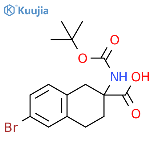 6-bromo-2-{[(tert-butoxy)carbonyl]amino}-1,2,3,4-tetrahydronaphthalene-2-carboxylic acid structure