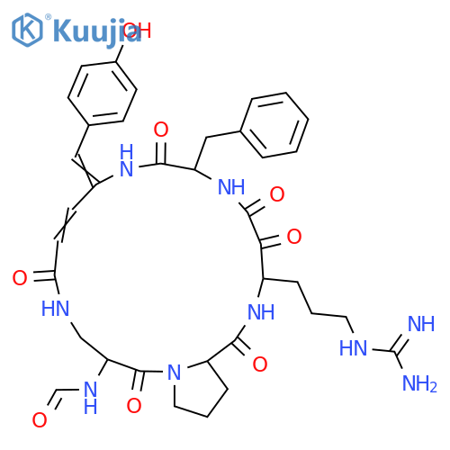 D-Phenylalanine, 3-[[(2E,4Z)-4-amino-5-(4-hydroxyphenyl)-1-oxo-2,4-pentadien-1-yl]amino]-N-formyl-L-alanyl-L-prolyl-(3S)-3-amino-6-[(aminoiminomethyl)amino]-2-oxohexanoyl-, (4→1)-lactam structure
