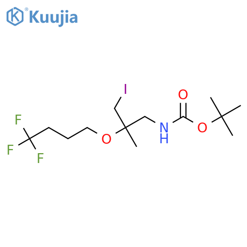 tert-butyl N-3-iodo-2-methyl-2-(4,4,4-trifluorobutoxy)propylcarbamate structure