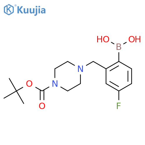 2-((4-(Tert-butoxycarbonyl)piperazin-1-yl)methyl)-4-fluorophenylboronic acid structure