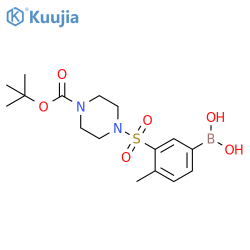 3-(4-(tert-butoxycarbonyl)piperazin-1-ylsulfonyl)-4-Methylphenylboronic acid structure