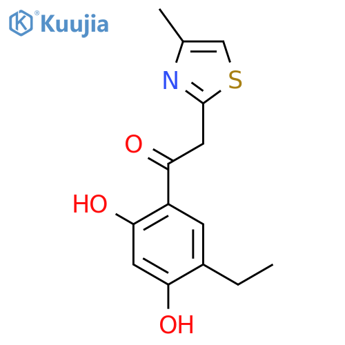 1-(5-ethyl-2,4-dihydroxyphenyl)-2-(4-methyl-1,3-thiazol-2-yl)ethan-1-one structure