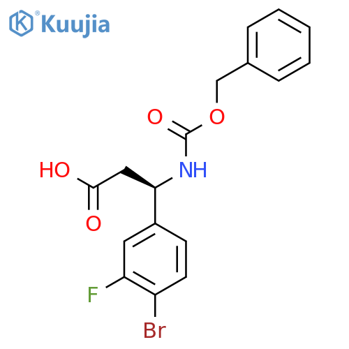 (3R)-3-{(benzyloxy)carbonylamino}-3-(4-bromo-3-fluorophenyl)propanoic acid structure