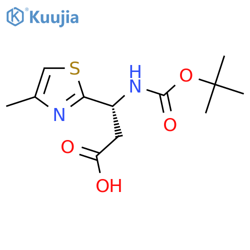 (3R)-3-{(tert-butoxy)carbonylamino}-3-(4-methyl-1,3-thiazol-2-yl)propanoic acid structure
