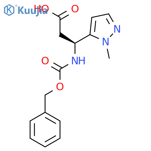 (3S)-3-{(benzyloxy)carbonylamino}-3-(1-methyl-1H-pyrazol-5-yl)propanoic acid structure